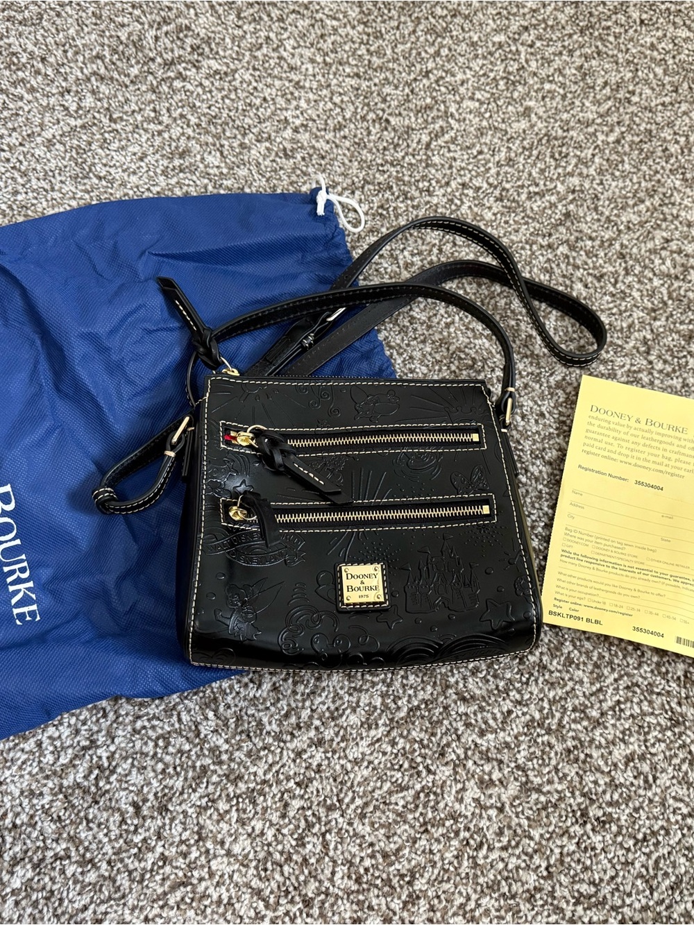 Dooney & Bourke Black Disney Embossed Leather Crossbody